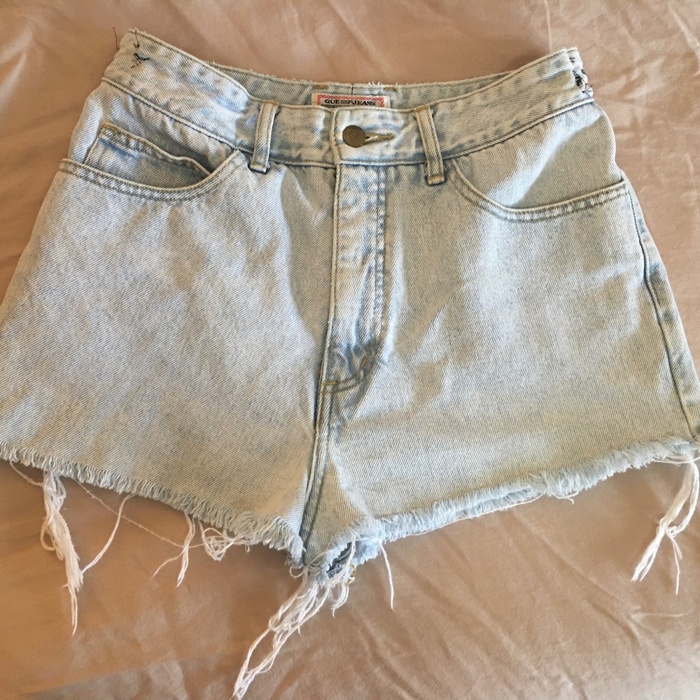 1980s vintage Genuine cut off GUESS Jeans shorts, acid wash, mom jeans size 31